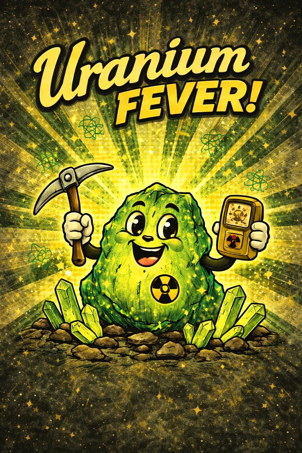 Uranium Fever Poster | Retro Atomic Cartoon Art | A4 & A3 Print