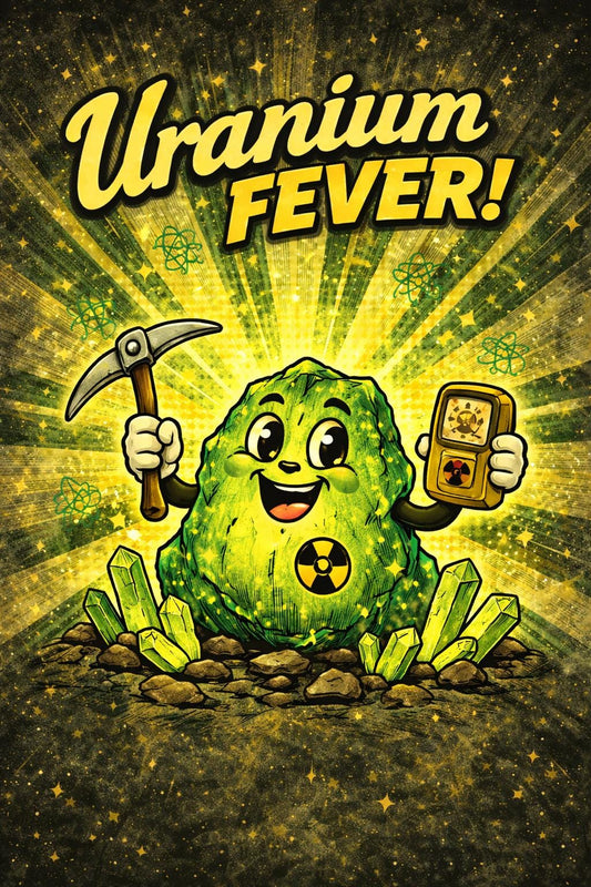 Uranium Fever Poster | Retro Atomic Cartoon Art | A4 & A3 Print
