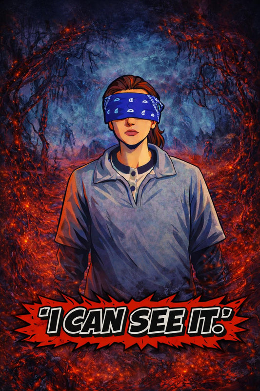 I Can See It Poster | Retro Sci-Fi Horror Wall Art | Blindfold Quote Print
