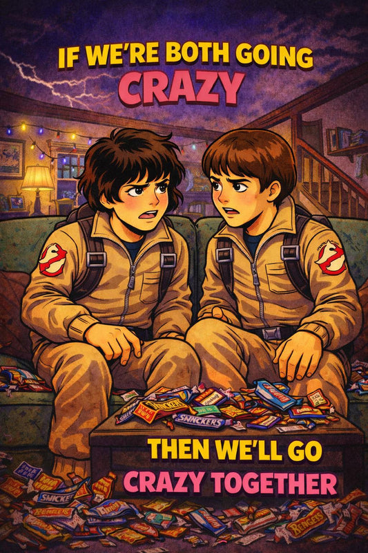 Mike & Will 80s Horror Friendship Poster | Going Crazy Together Print | Retro Sci-Fi Wall Art | A3 A4 Print