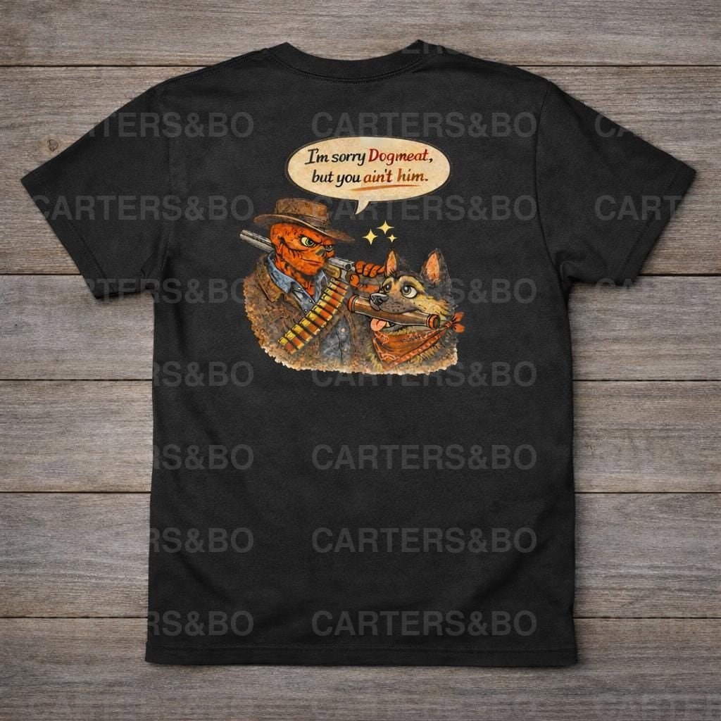 Retro Ghoul & Dogmeat T-Shirt – Post-Apocalyptic Cartoon Back Print Tee – Funny Wasteland Graphic Shirt