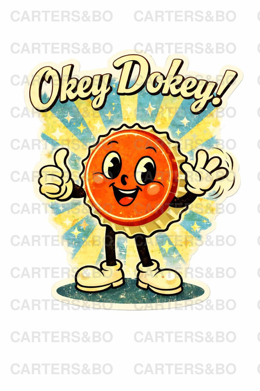 Okey Dokey! Retro Bottle Cap T-Shirt | Vintage 50s Cartoon Graphic Tee