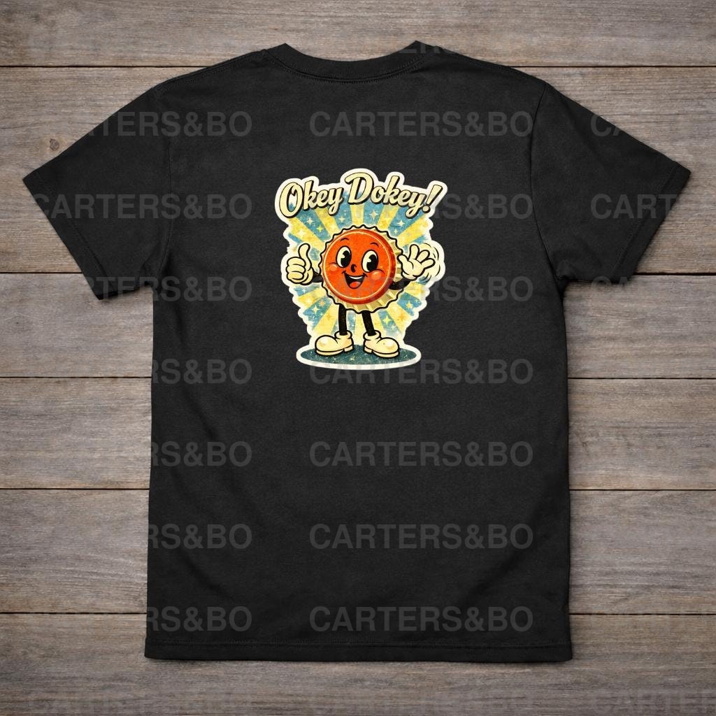 Okey Dokey! Retro Bottle Cap T-Shirt | Vintage 50s Cartoon Graphic Tee