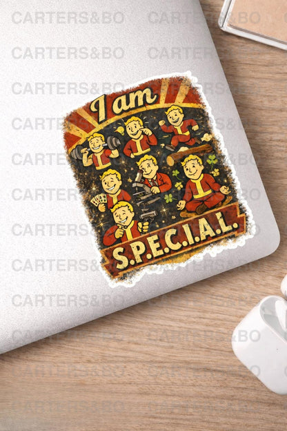 I Am S.P.E.C.I.A.L Sticker | Retro 50s Cartoon Vinyl Sticker | Atomic Humor Laptop Decal | Vintage Inspired Art