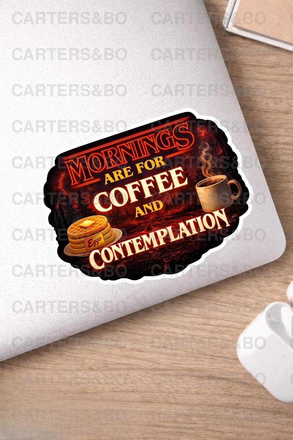 Mornings Are For Coffee And Contemplation Sticker | Retro 80s Inspired Vinyl Sticker | Coffee Lover Decal | Nostalgic TV Style