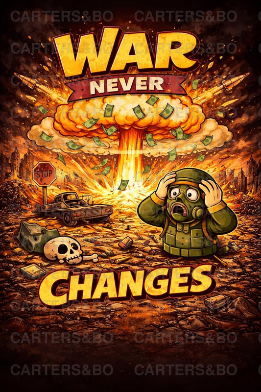 War Never Changes Poster | Retro Apocalypse Wall Art | A4 & A3 Print