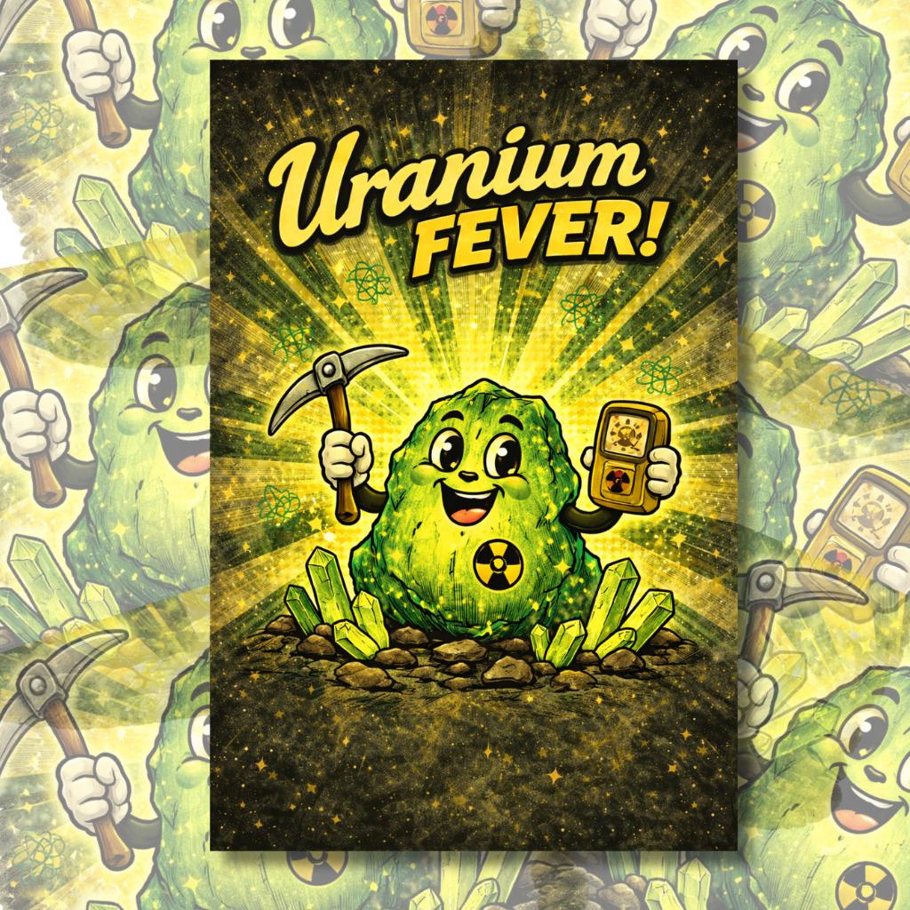 Uranium Fever Poster | Retro Atomic Cartoon Art | A4 & A3 Print