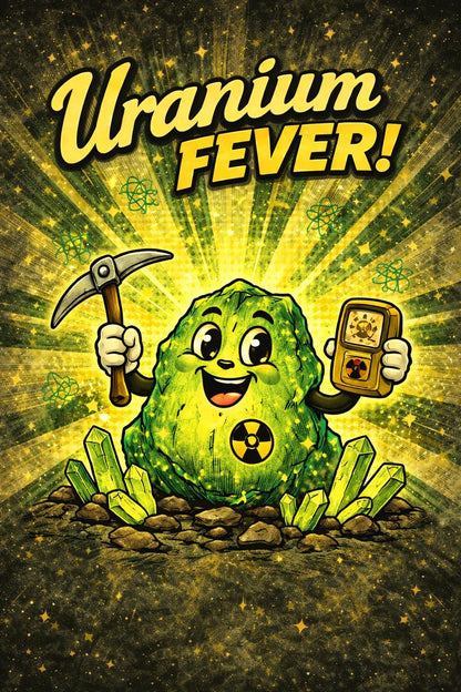 Uranium Fever Poster | Retro Atomic Cartoon Art | A4 & A3 Print