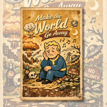 Make the World Go Away Poster | Retro Cartoon Wall Art | A4 & A3 Print