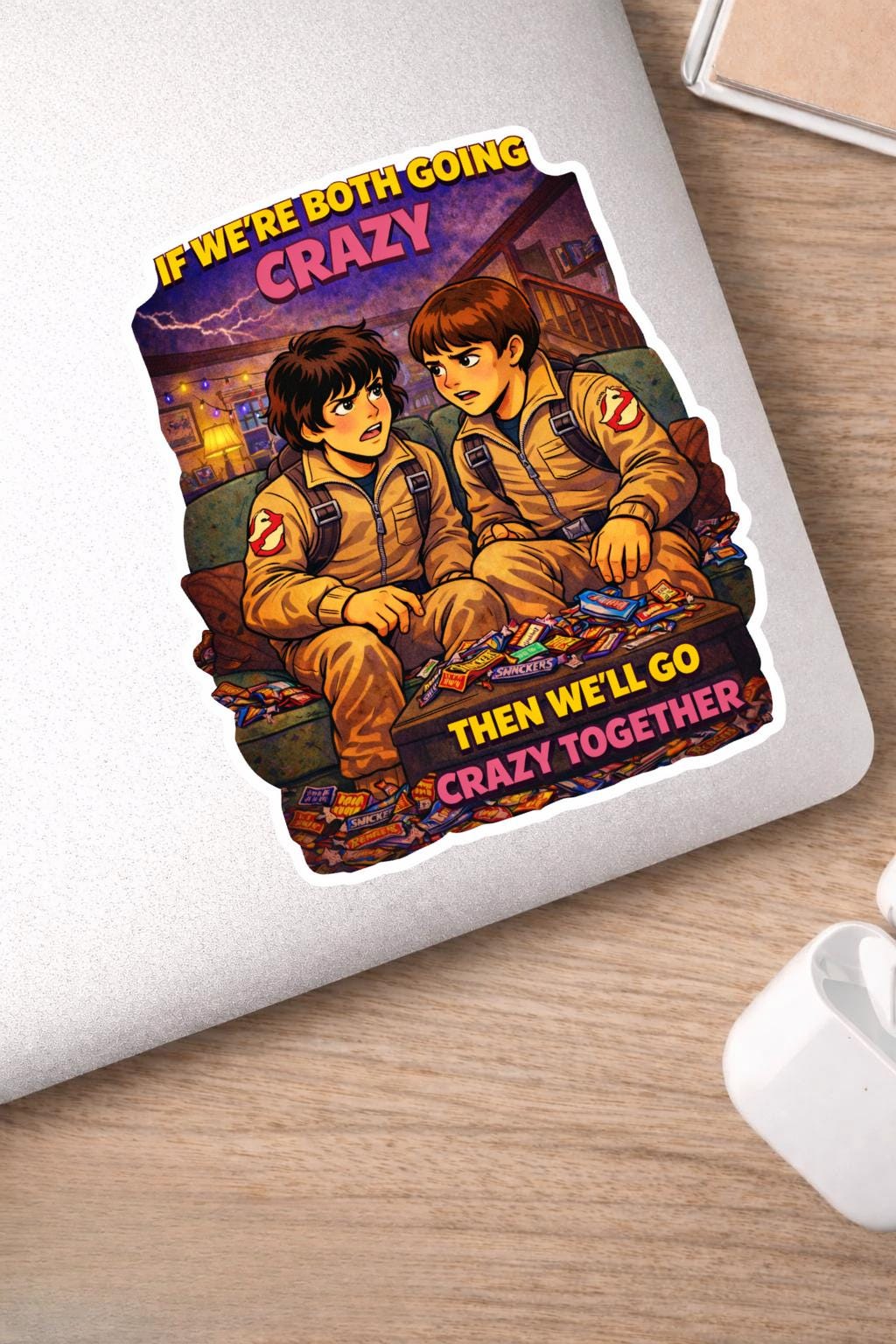 Crazy Together Retro Horror Laptop Sticker | 80s Sci-Fi Vinyl Decal