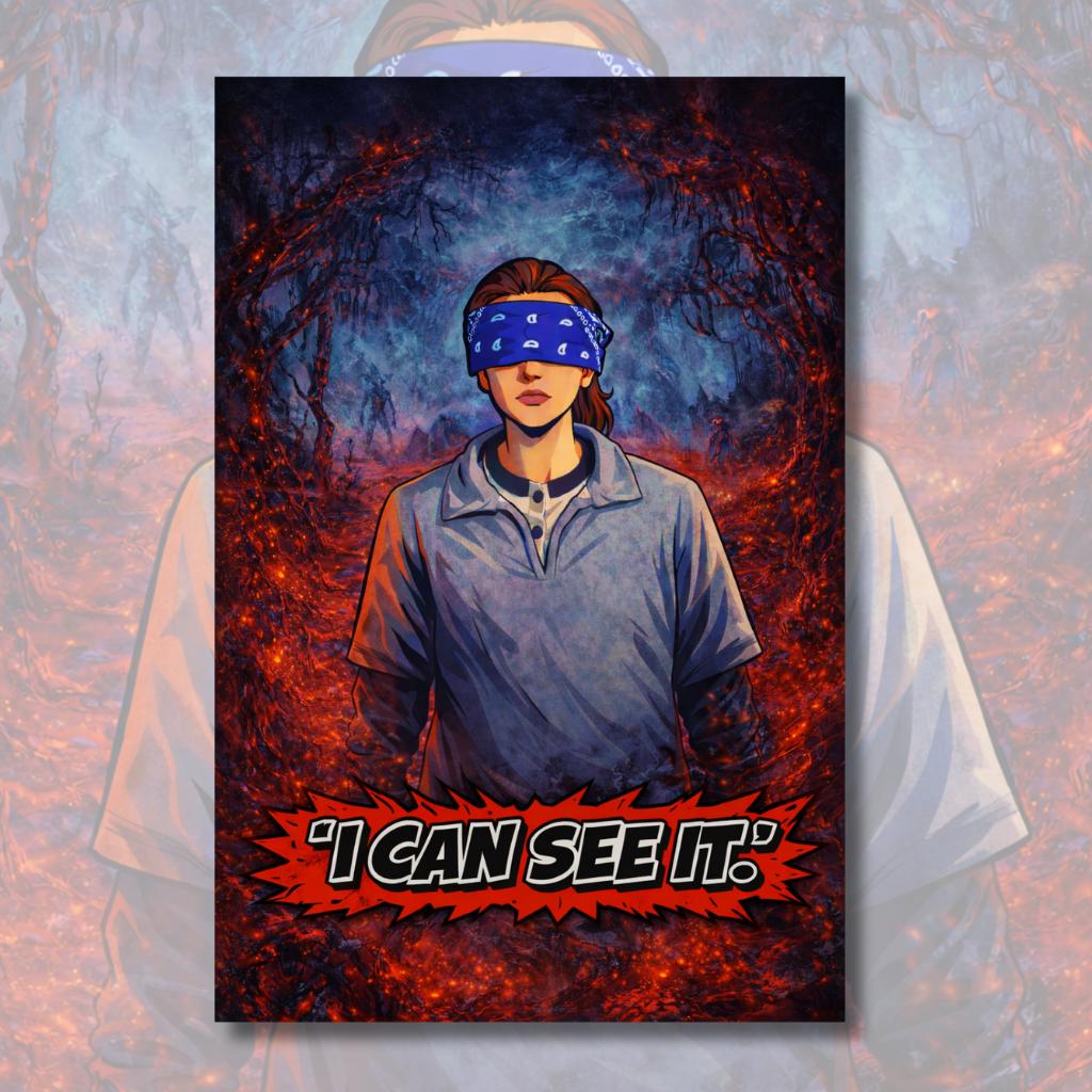 I Can See It Poster | Retro Sci-Fi Horror Wall Art | Blindfold Quote Print
