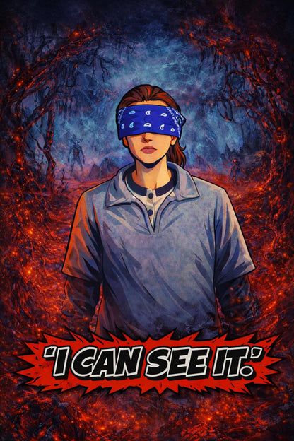 I Can See It Poster | Retro Sci-Fi Horror Wall Art | Blindfold Quote Print