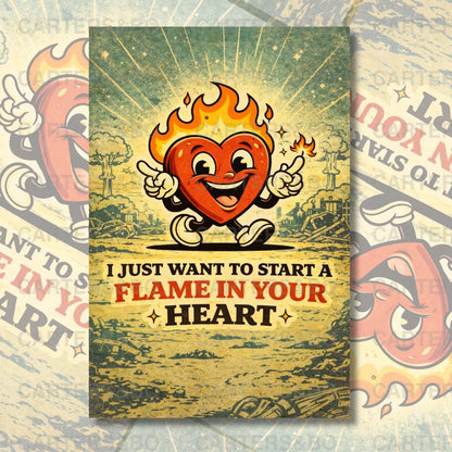 Flame in Your Heart Poster | Retro Cartoon Wall Art | A4 & A3 Print