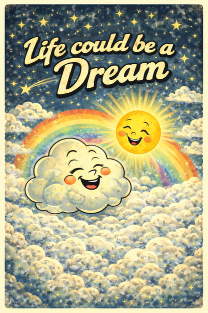 Life Could Be a Dream Poster | Retro Cartoon Wall Art | A4 & A3 Print